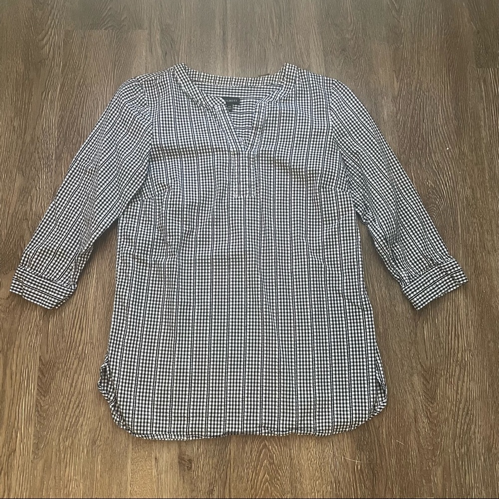 Talbots Black & White Gingham Buffalo Check Tunic Size XS